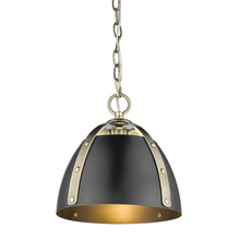 Golden Canada 6928-S AB-BLK - Aldrich AB Small Pendant in Aged Brass with Matte Black Shade