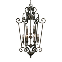 Golden Canada 8063-CG9 BUS - Heartwood 2 Tier - 9 Light Caged Foyer in Burnt Sienna with Drip Candlesticks