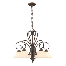 Golden Canada 8606-D5 RBZ-TEA - Homestead 5 Light Nook Chandelier in Rubbed Bronze with Tea Stone Glass