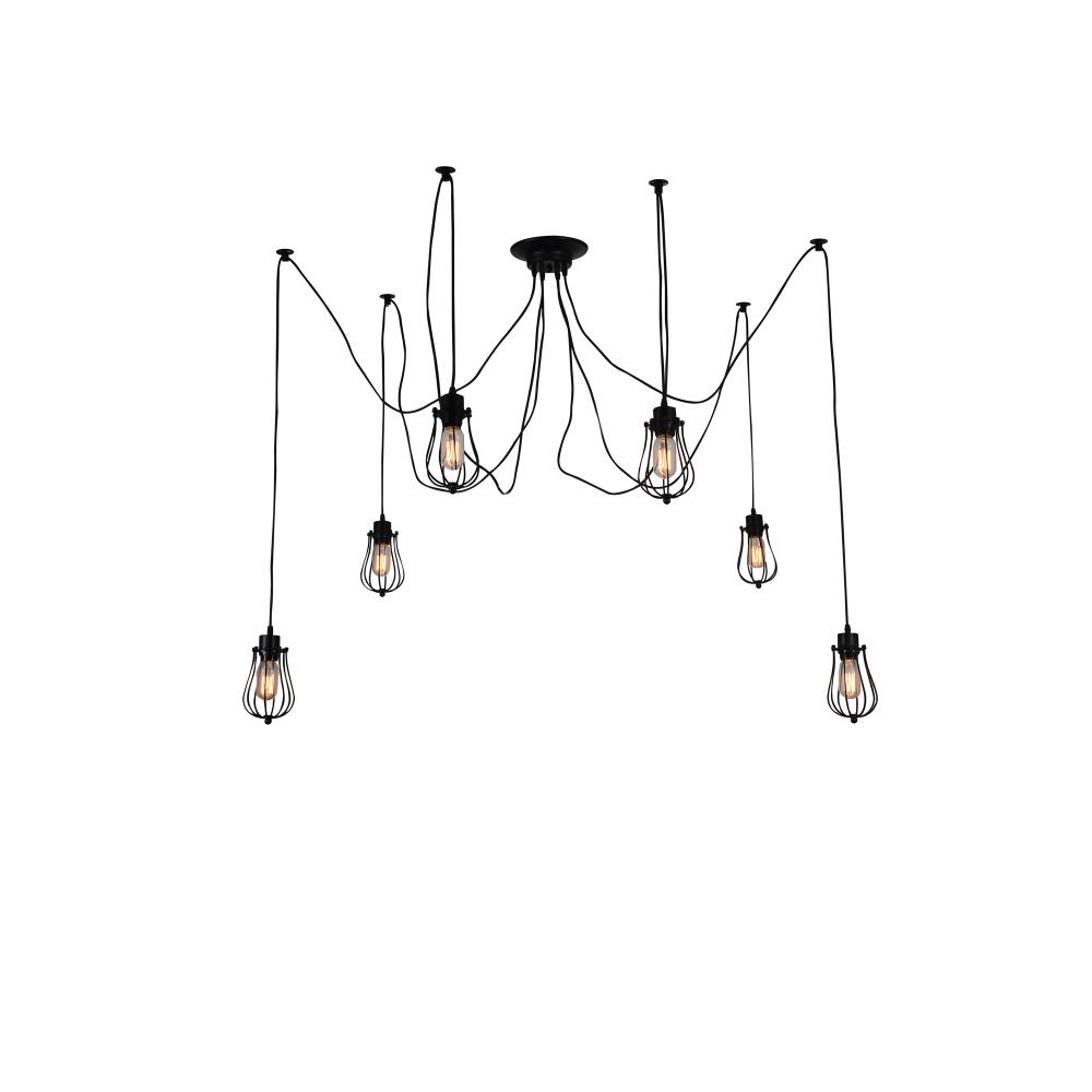 Tomaso 6 Light Multi Light Pendant With Black Finish