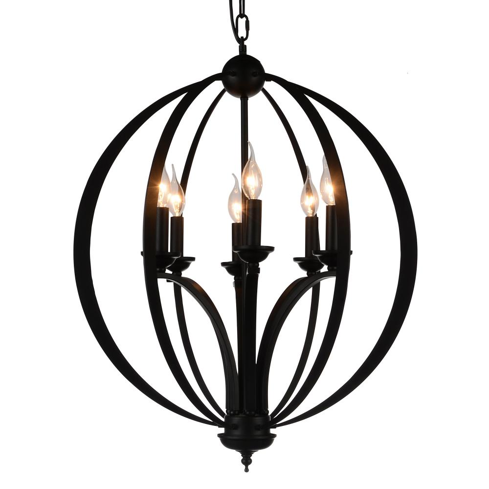 Drift 6 Light Up Chandelier With Black Finish