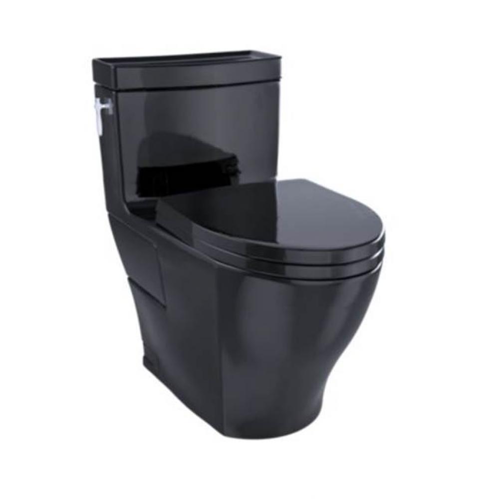 TOTO Aimes WASHLET+ One-Piece Elongated 1.28 GPF Universal Height Skirted Toilet, Ebony