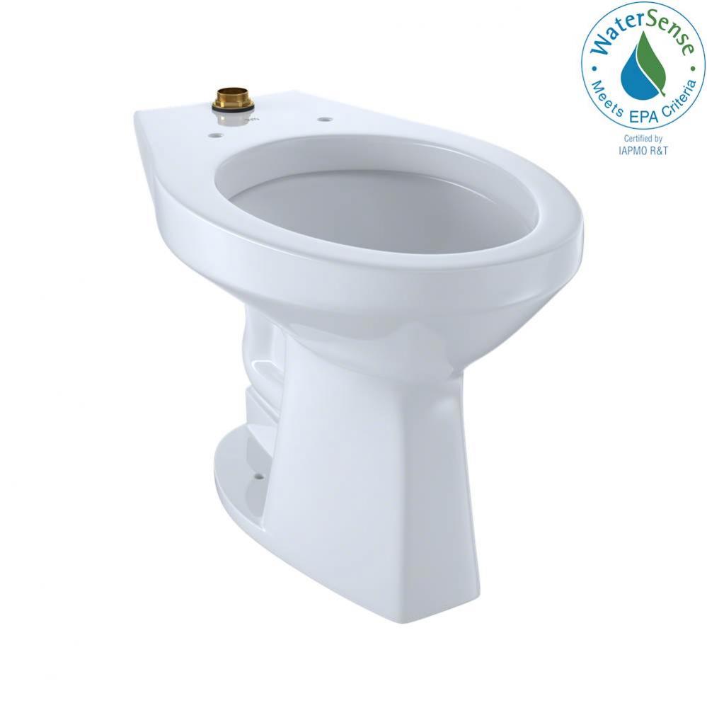 Elongated Floor-Mounted Flushometer ADA Compliant Toilet Bowl with Top Spud and CeFiONtect, Cotton