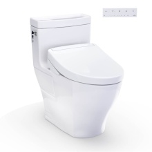 Toto MW6263446CEFG#01 - WASHLET+® Aimes One-Piece Elongated 1.28 GPF Toilet and WASHLET S5 Bidet Seat, Cotton White