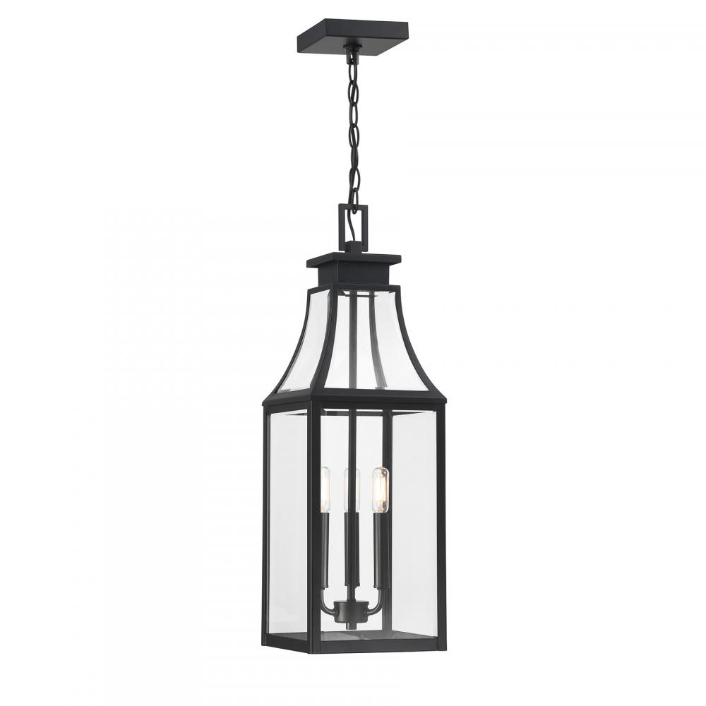 Emery 3-Light Outdoor Hanging Lantern in Matte Black