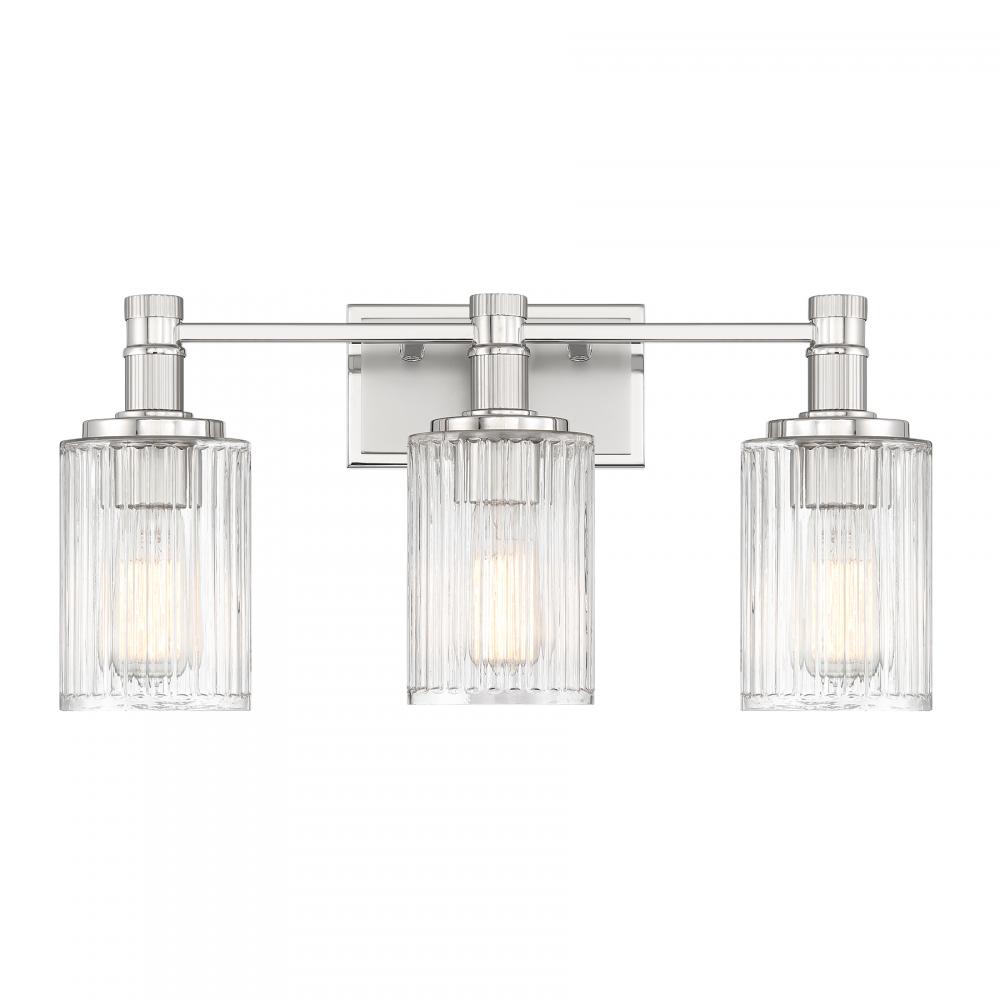 Concord 3-Light Bathroom Vanity Light in Silver and Polished Nickel