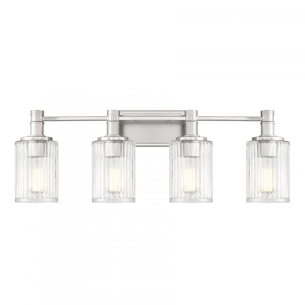 Concord 4-Light Bathroom Vanity Light in Silver and Polished Nickel