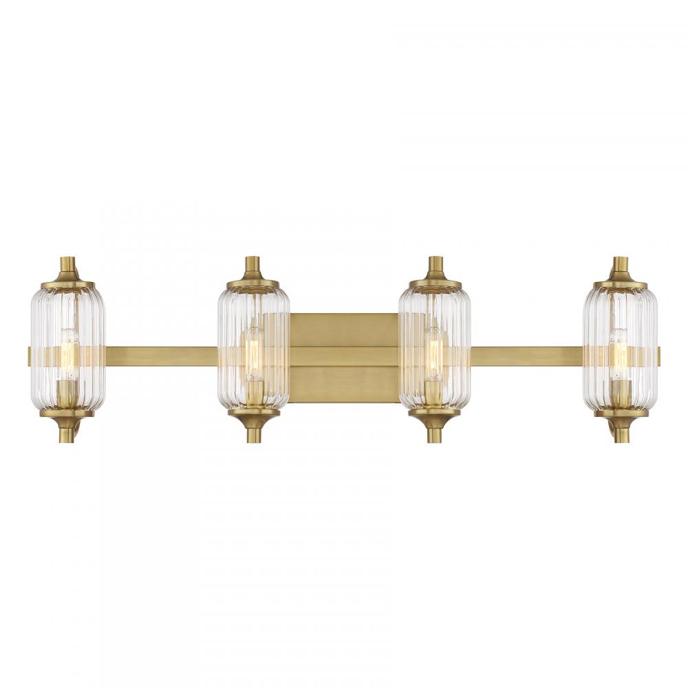 Holton 4-Light Bathroom Vanity Light in Warm Brass