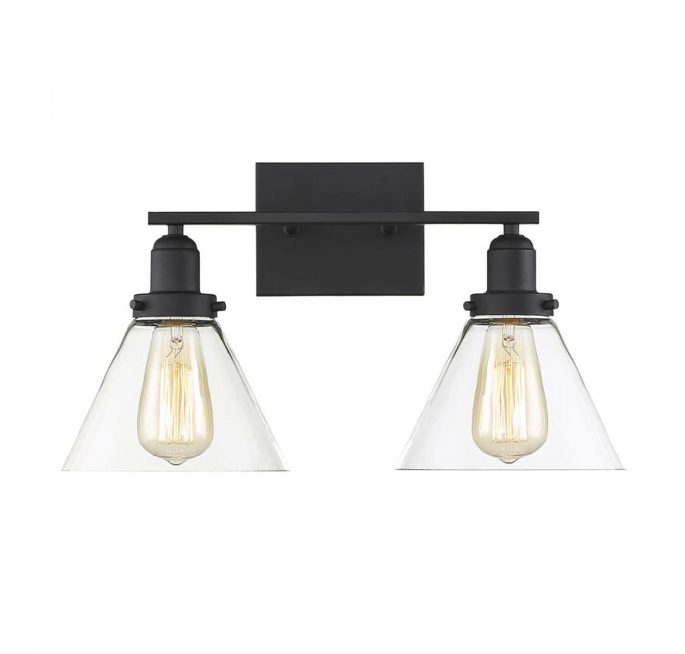 Drake 2-Light Bathroom Vanity Light in Black