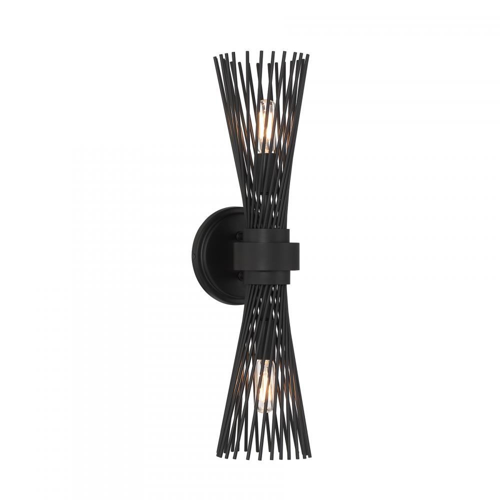 Longfellow 2-Light Wall Sconce in Matte Black