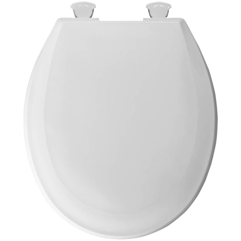 Round Plastic Toilet Seat in White with Easy-Clean & Change Hinge