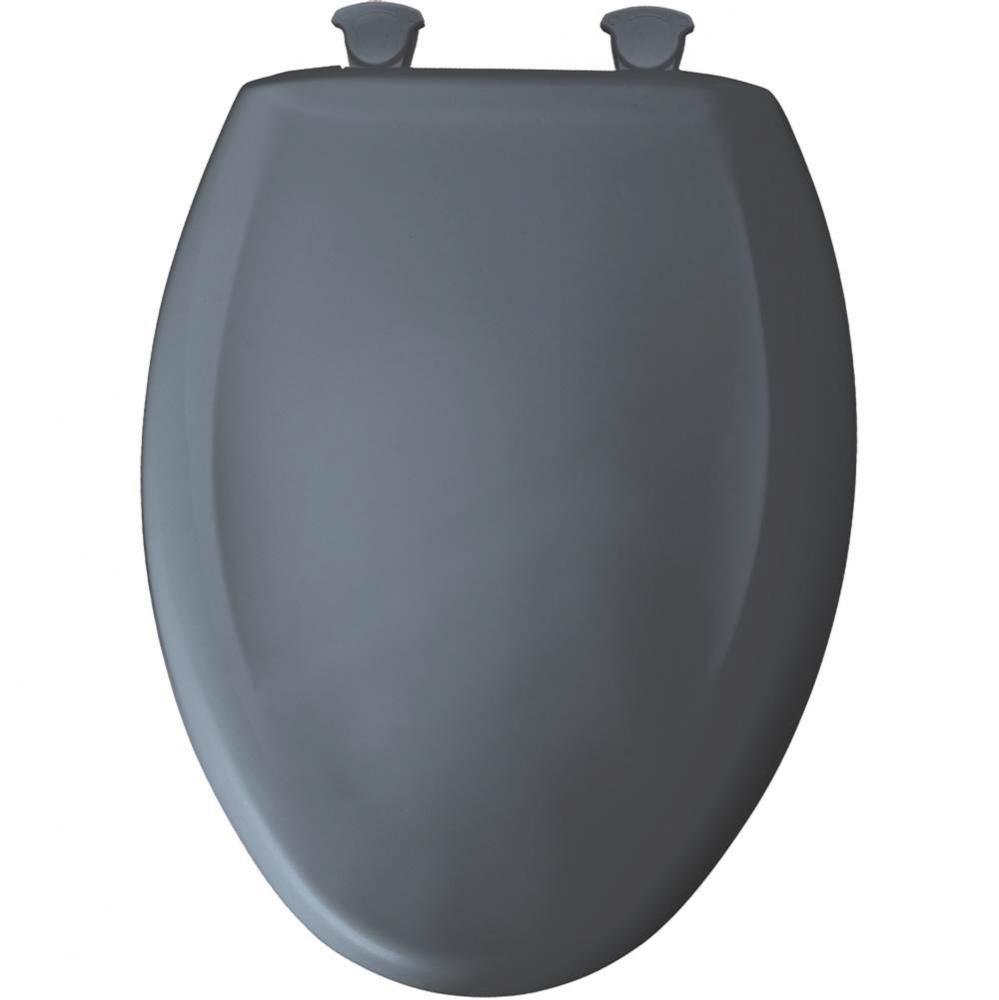 Elongated Plastic Toilet Seat in Denim Blue with STA-TITE Seat Fastening System, Easy-Clean &