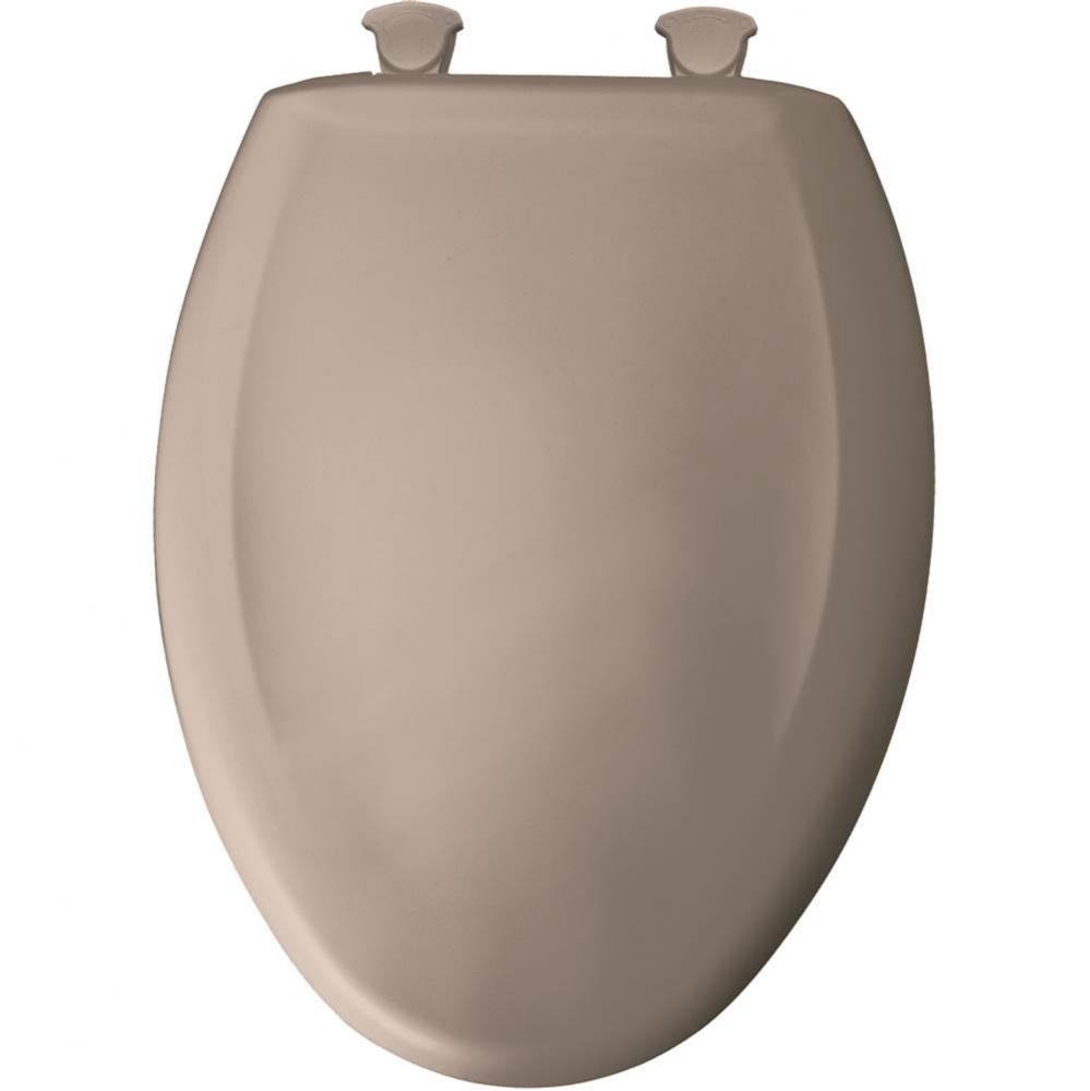 Elongated Plastic Toilet Seat in Light Mink with STA-TITE Seat Fastening System, Easy-Clean &