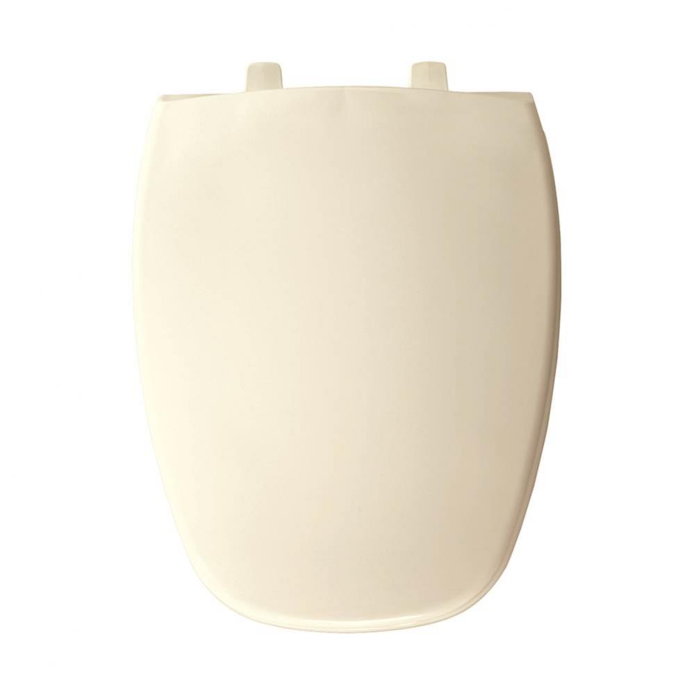 Elongated Plastic Toilet Seat in Biscuit fits Eljer Emblem with Top-Tite Hinge