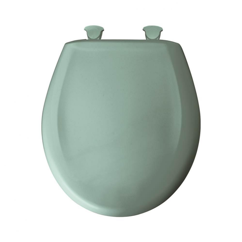 Round Plastic Toilet Seat in Spruce Green with STA-TITE Seat Fastening System, Easy-Clean & Ch