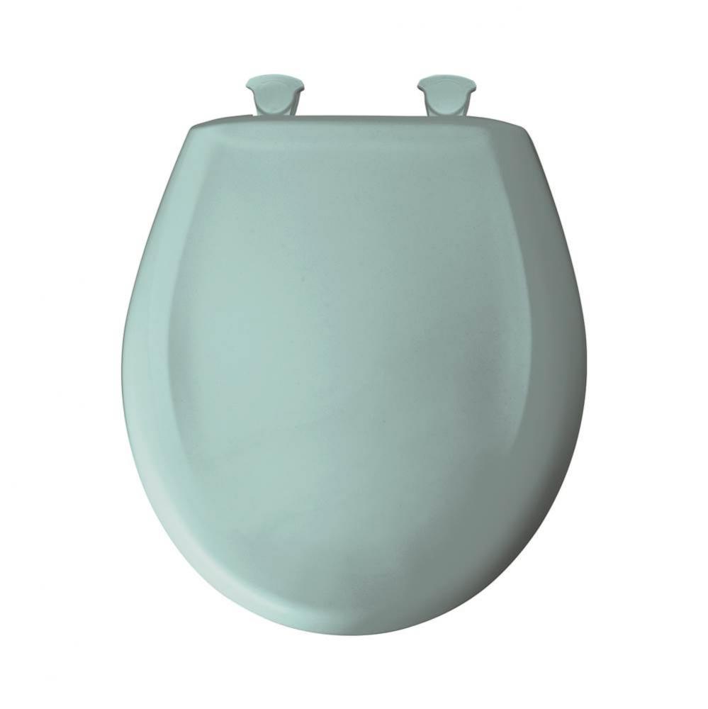 Round Plastic Toilet Seat in Light Turquoise with STA-TITE Seat Fastening System, Easy-Clean &