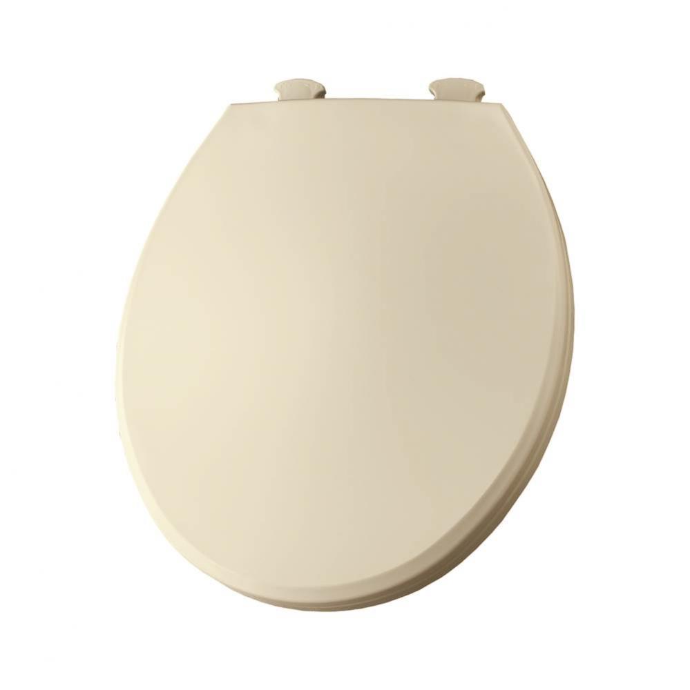 Round Plastic Toilet Seat in Biscuit with Easy-Clean & Change Hinge