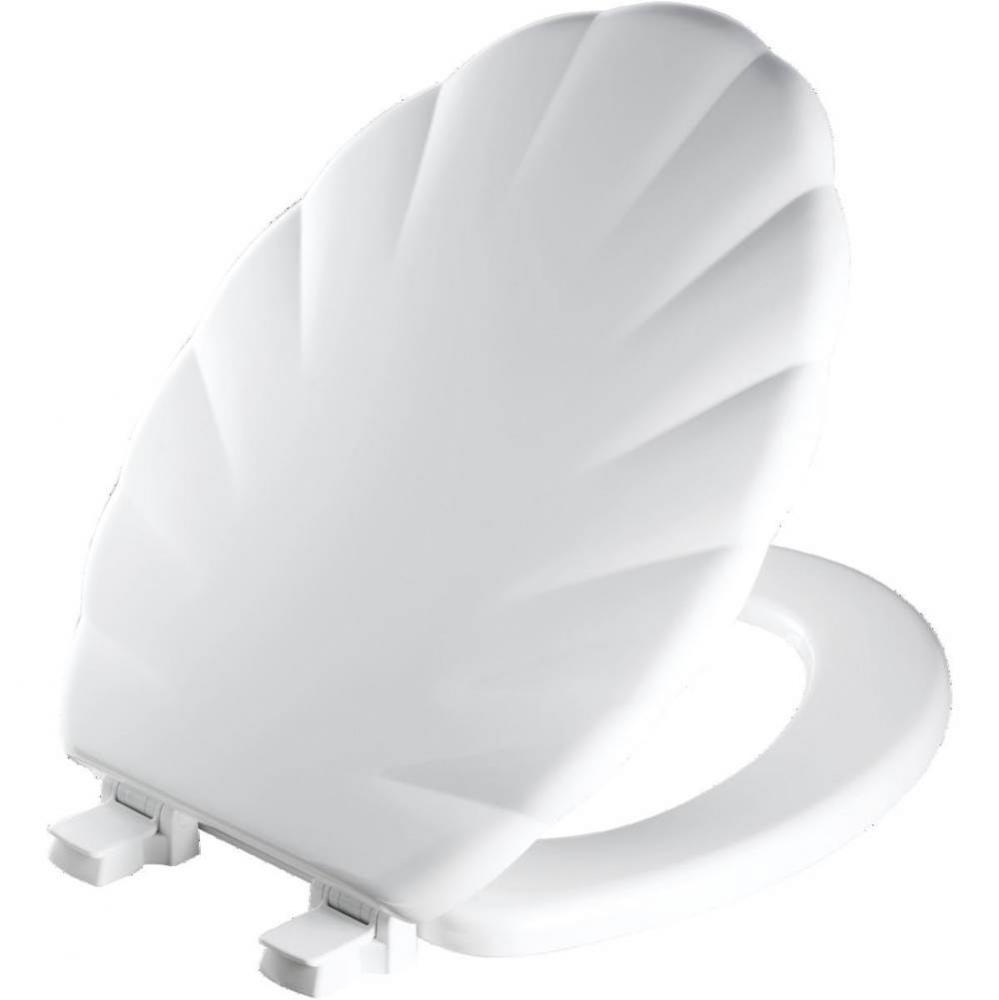 Mayfair Elongated Enameled Wood Shell Design Toilet Seat in White with STA-TITE® Seat Fasteni