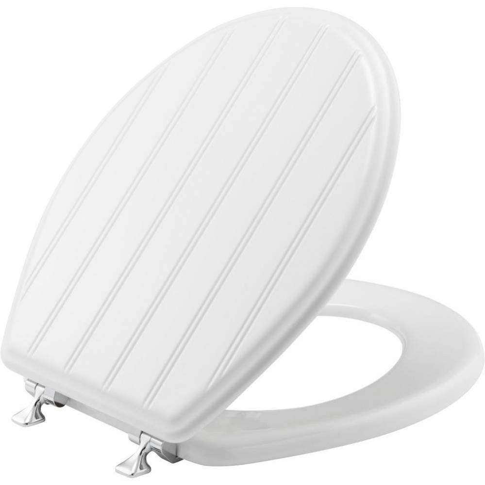 Mayfair Round Enameled Wood Cottage Classic™ Design Toilet Seat in White STA-TITE® Seat Fas