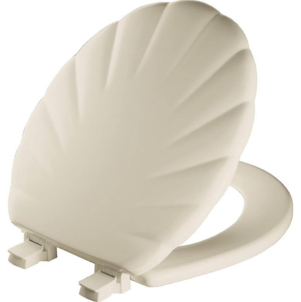 Mayfair Round Enameled Wood Shell Design Toilet Seat in Bone with STA-TITE® Seat Fastening Sy