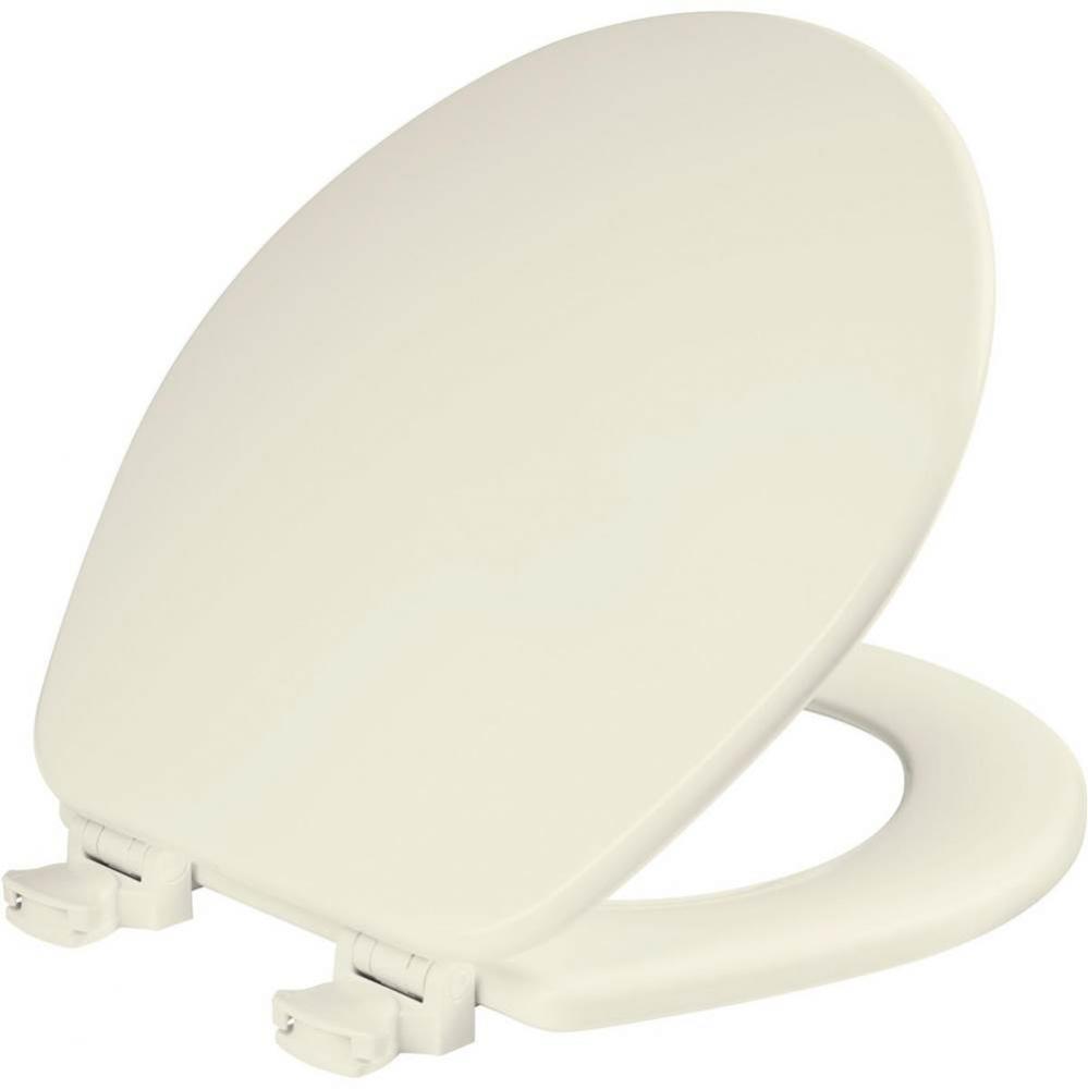 Church Round Enameled Wood Toilet Seat in Biscuit with Easy-Clean® Hinge