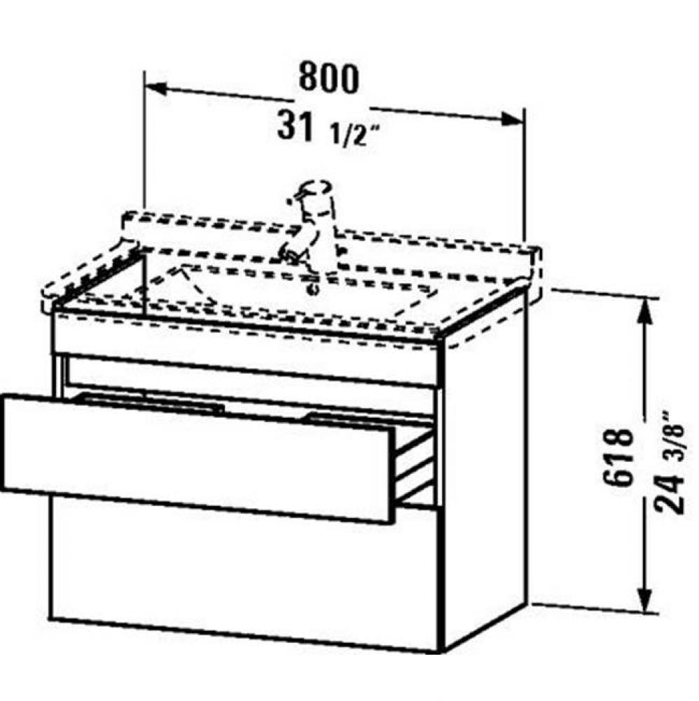 Duravit DuraStyle Two Drawer Wall-Mount Vanity Unit Graphite|White