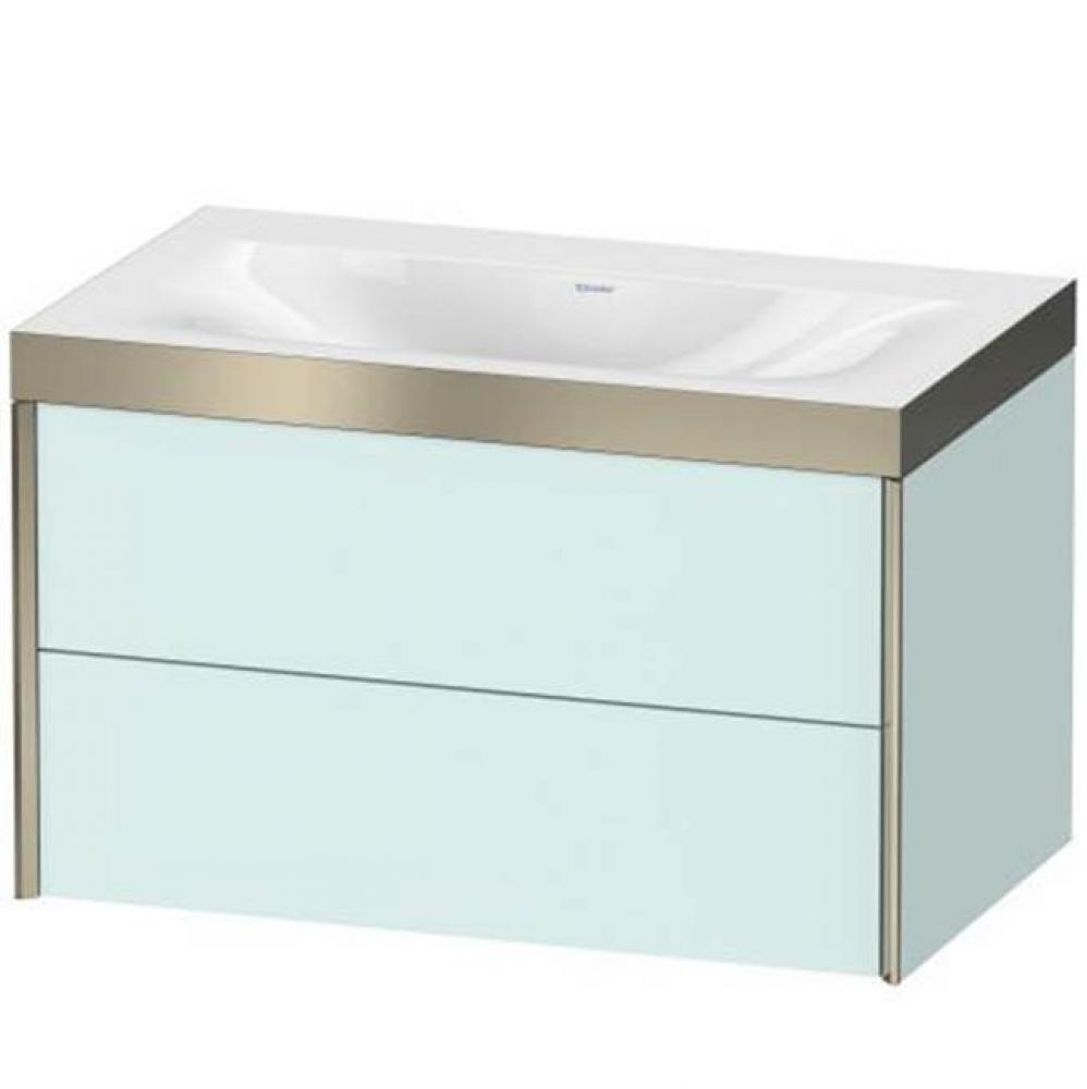 Duravit XViu Two Drawer C-Bonded Wall-Mount Vanity Kit Light Blue