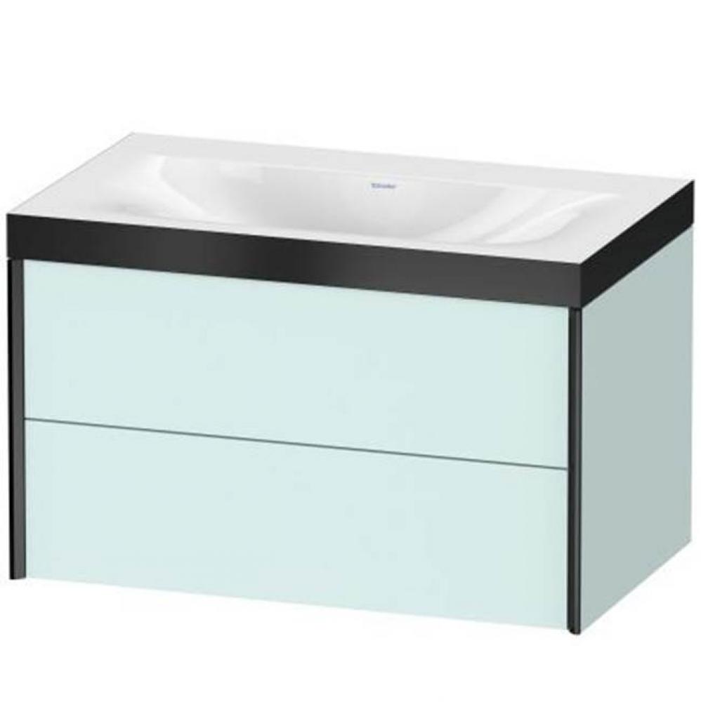 Duravit XViu Two Drawer C-Bonded Wall-Mount Vanity Kit Light Blue