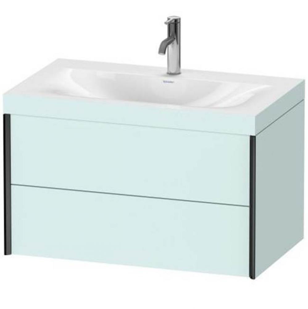 Duravit XViu Two Drawer C-Bonded Wall-Mount Vanity Kit Light Blue