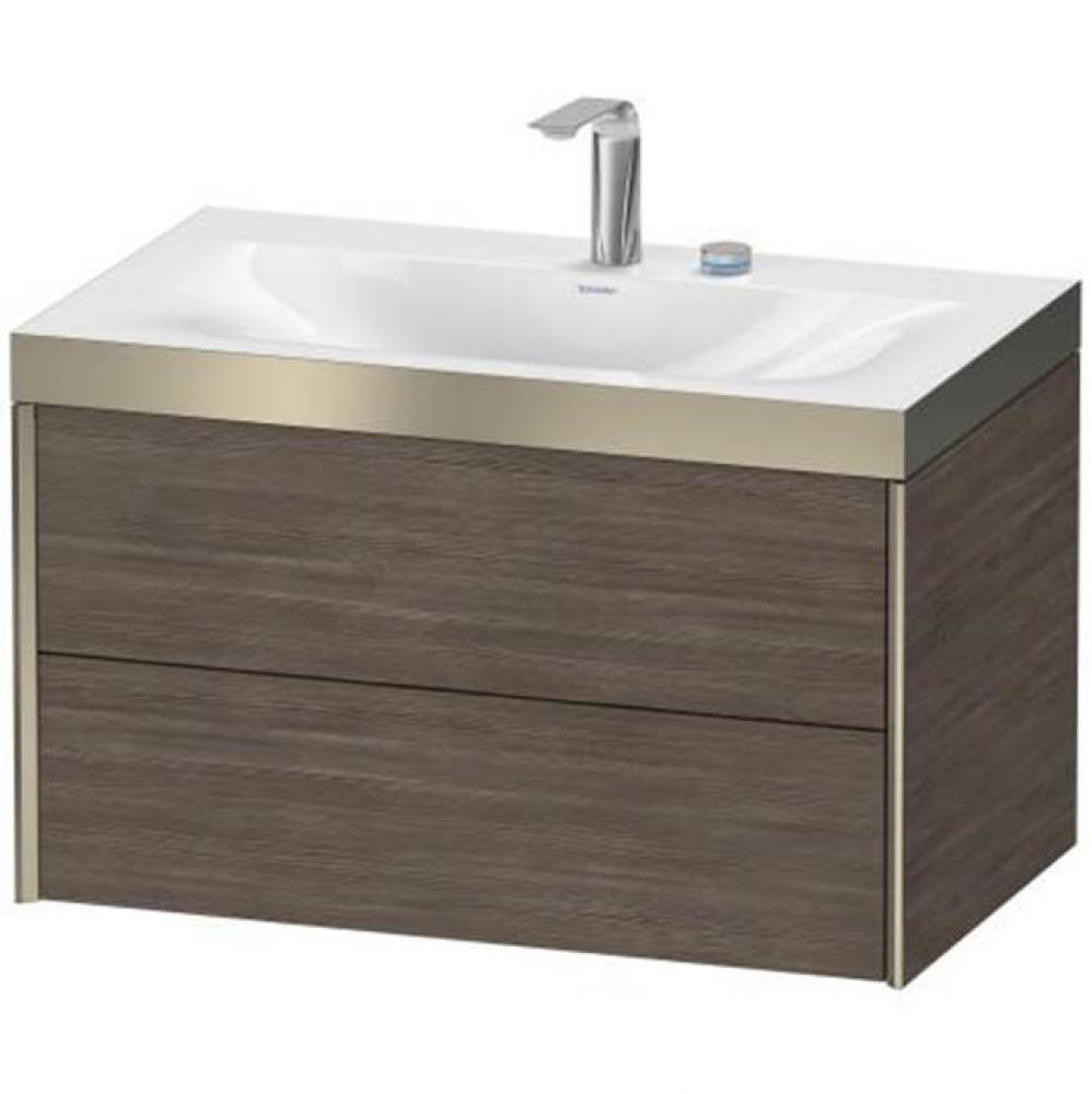 Duravit XViu Two Drawer C-Bonded Wall-Mount Vanity Kit Silver Pine