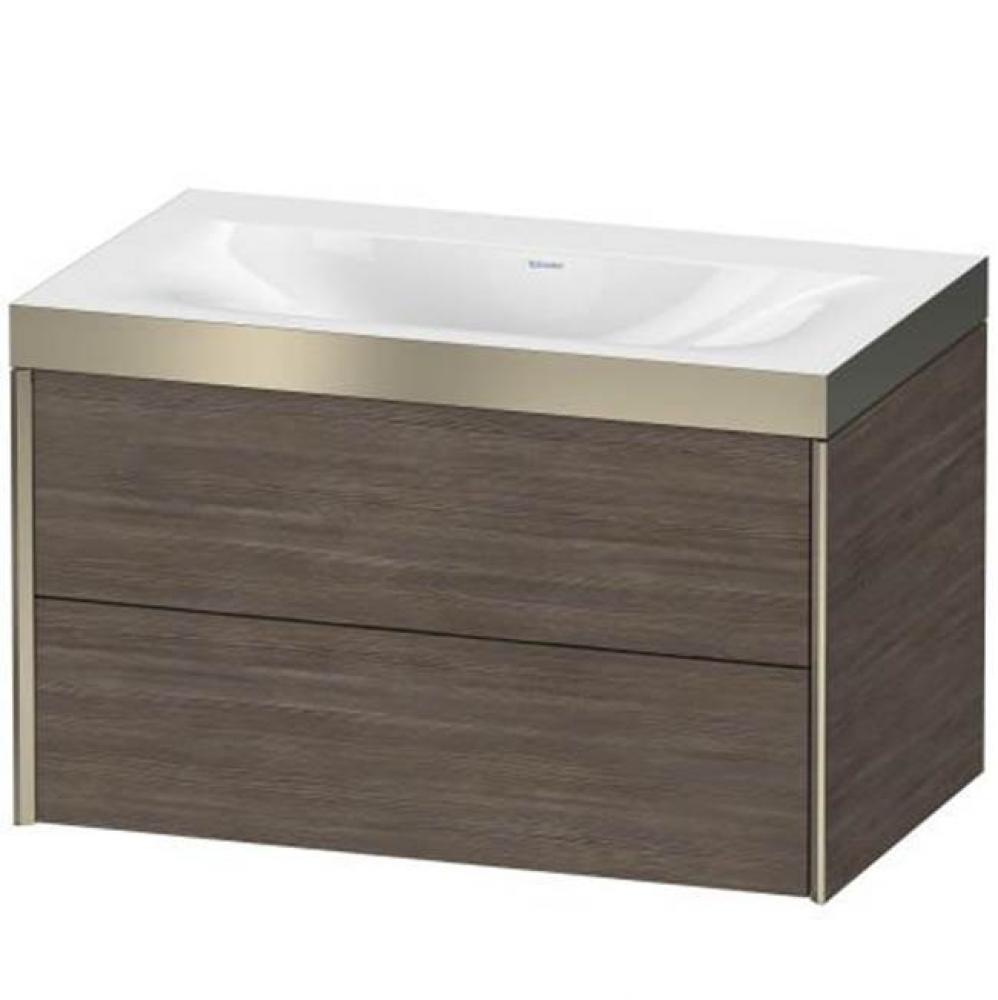 Duravit XViu Two Drawer C-Bonded Wall-Mount Vanity Kit Silver Pine