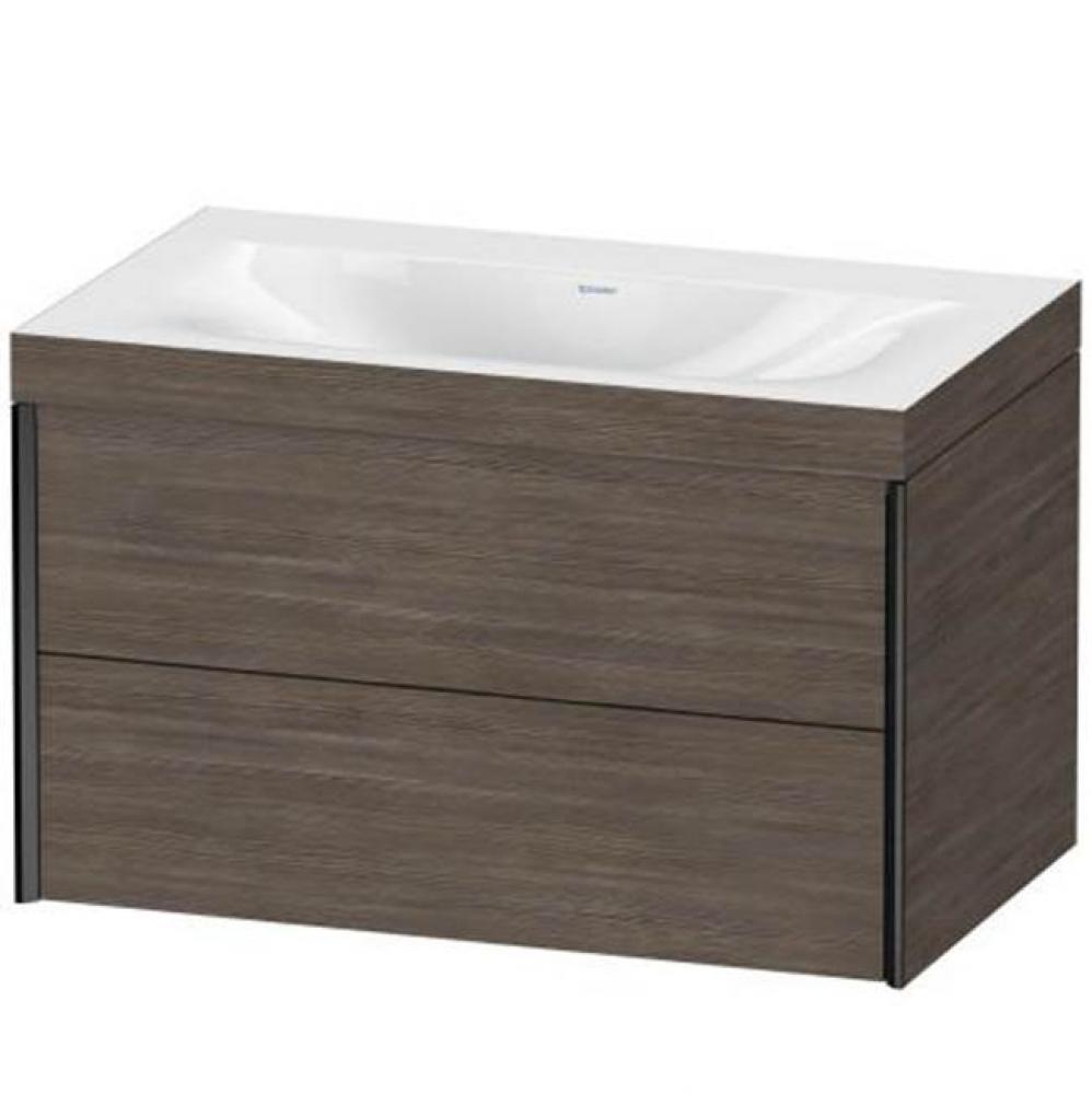 Duravit XViu Two Drawer C-Bonded Wall-Mount Vanity Kit Silver Pine