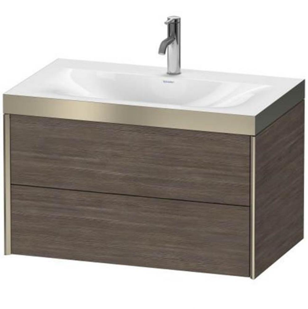 Duravit XViu Two Drawer C-Bonded Wall-Mount Vanity Kit Silver Pine