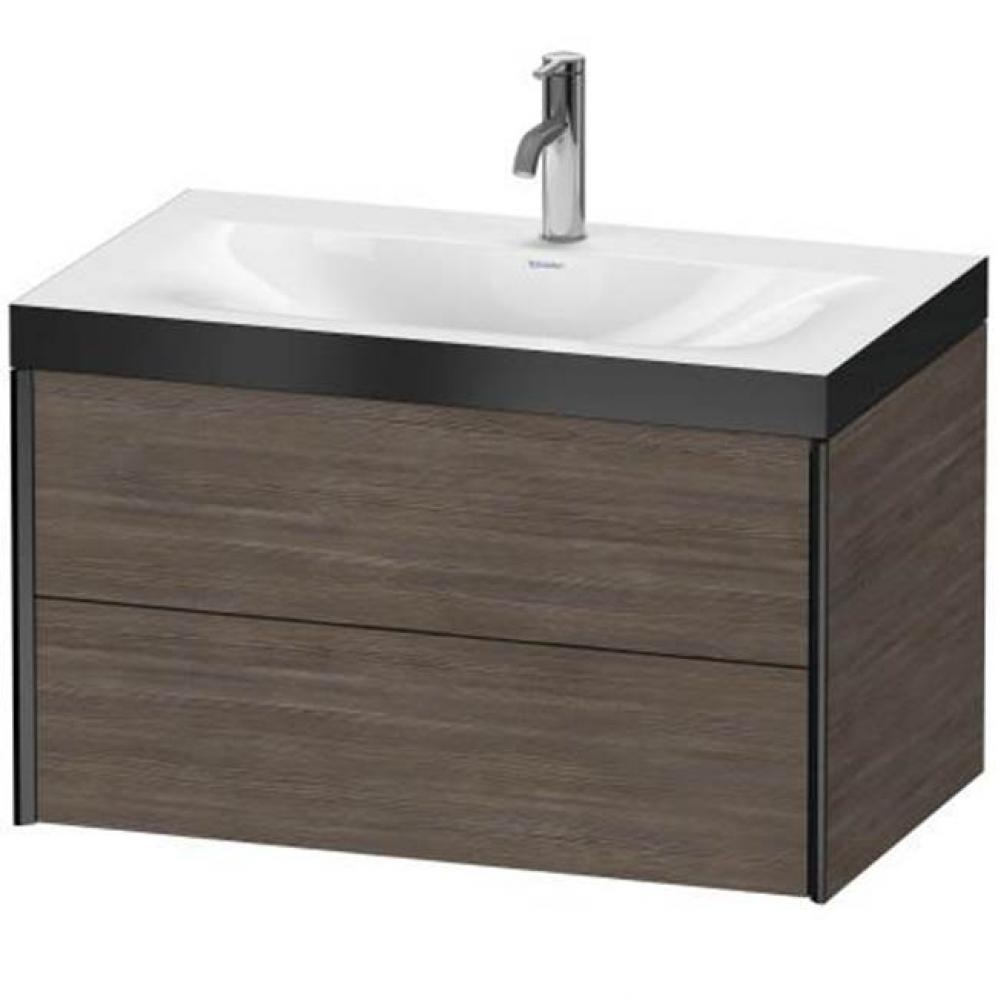 Duravit XViu Two Drawer C-Bonded Wall-Mount Vanity Kit Silver Pine