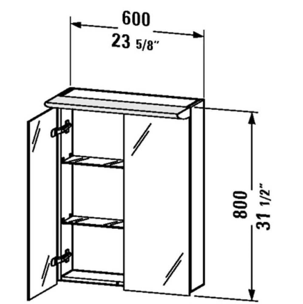 DN Mirror cabinet 800x600x270mm Natural