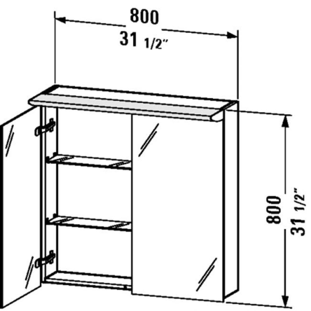 DN Mirror cabinet 800x800x270mm Basalt