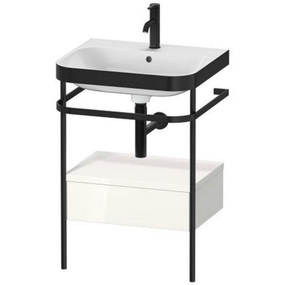 Happy D.2 Plus C-Bonded Vanity Kit with Sink and Metal Console White