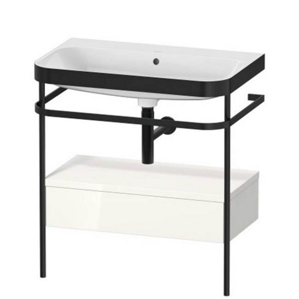 Happy D.2 Plus C-Bonded Vanity Kit with Sink and Metal Console White