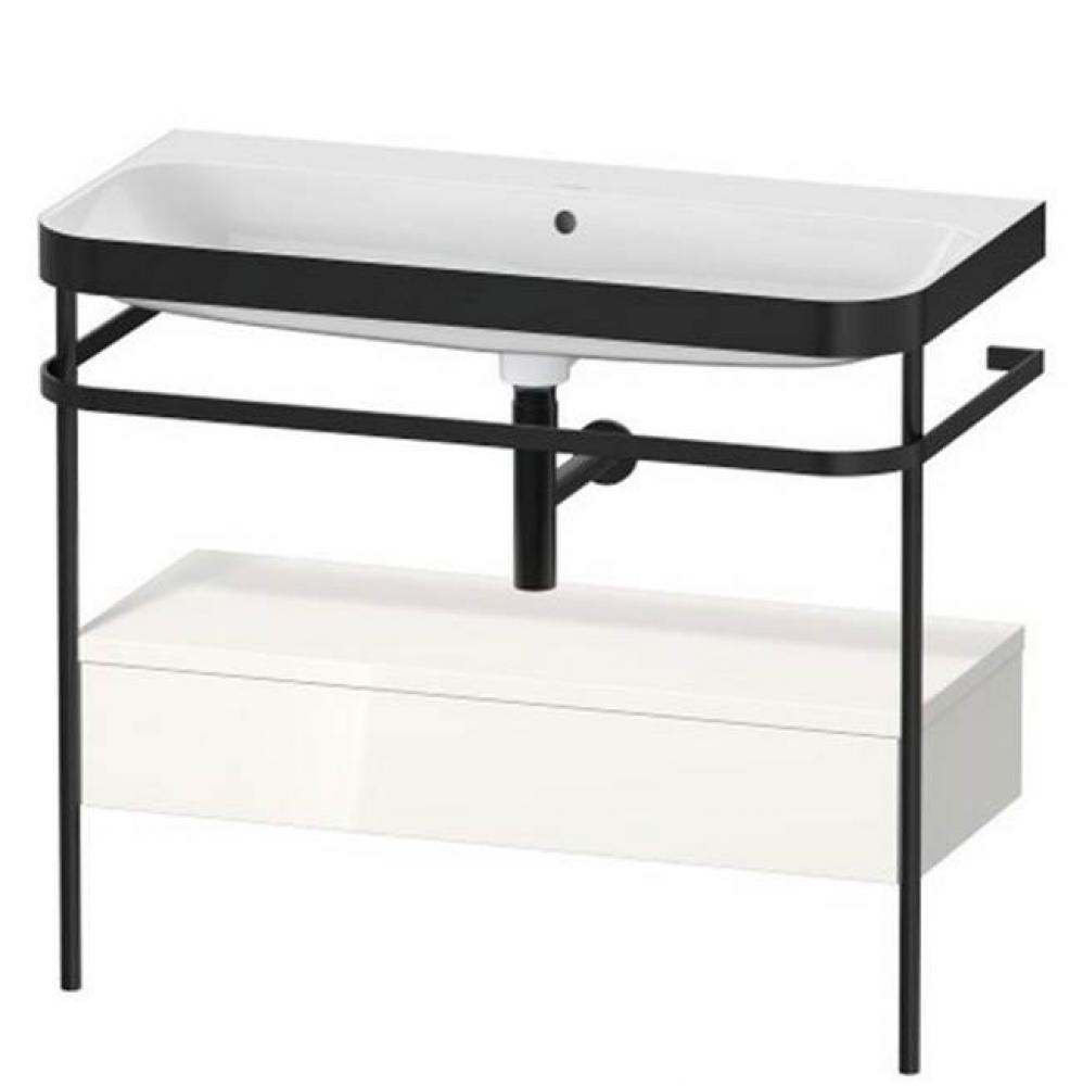 Happy D.2 Plus C-Bonded Vanity Kit with Sink and Metal Console White