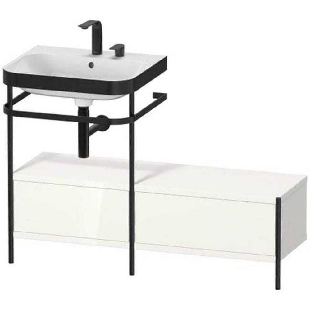 Happy D.2 Plus C-Bonded Vanity Kit with Sink and Metal Console White