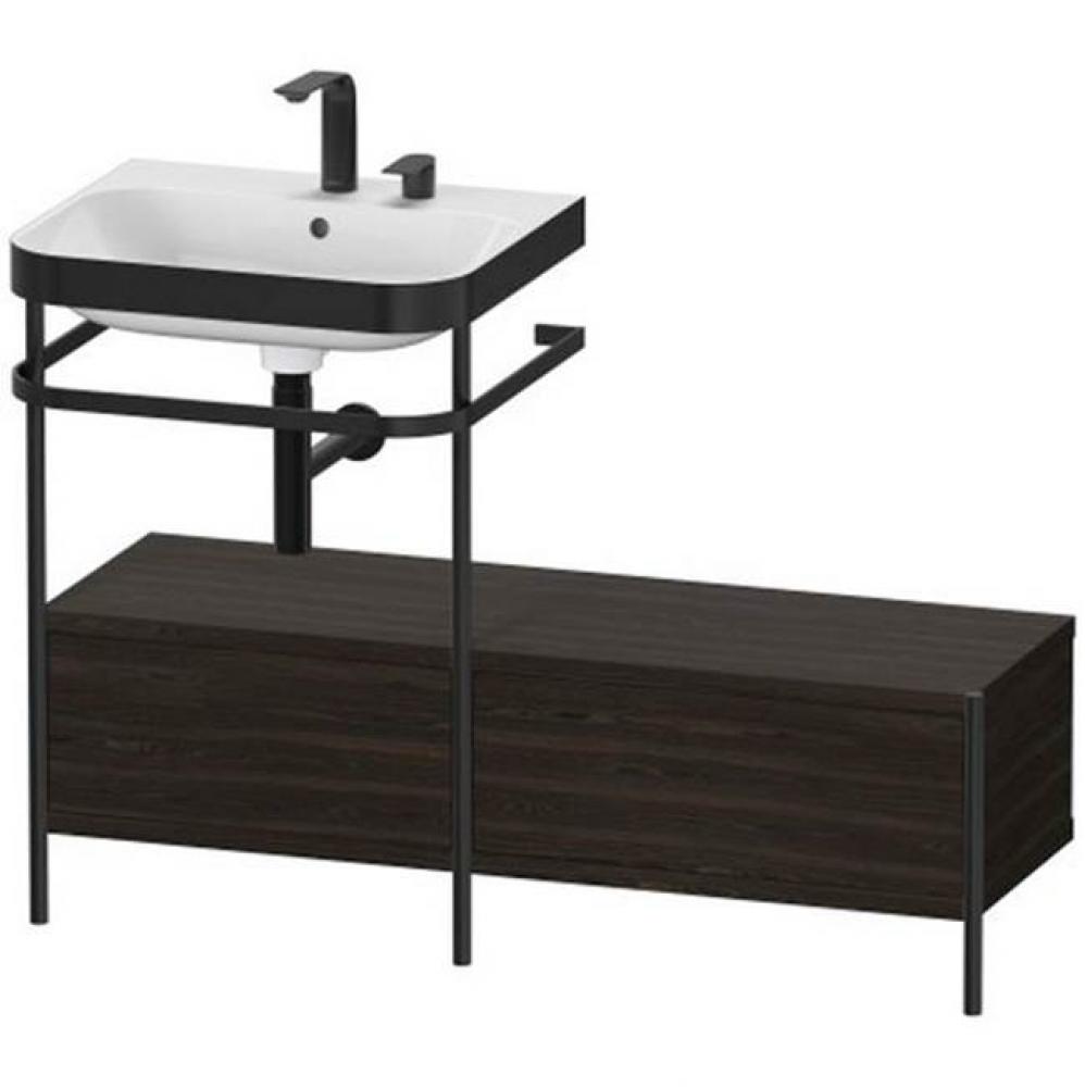 Happy D.2 Plus C-Bonded Vanity Kit with Sink and Metal Console Walnut Brushed