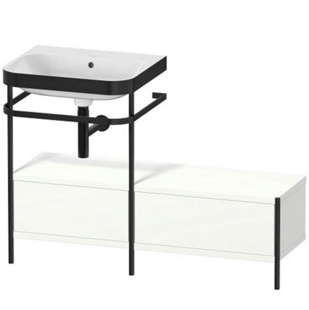 Happy D.2 Plus C-Bonded Vanity Kit with Sink and Metal Console White