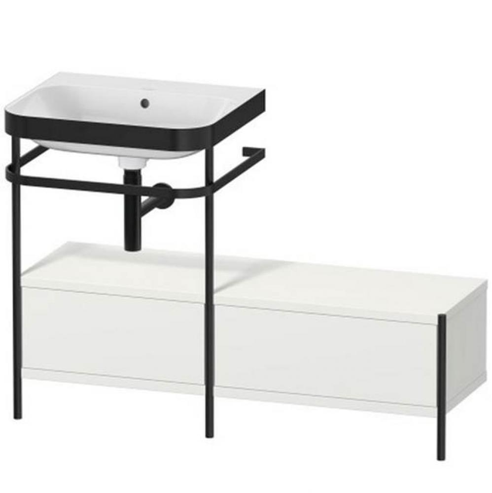 Happy D.2 Plus C-Bonded Vanity Kit with Sink and Metal Console Nordic White