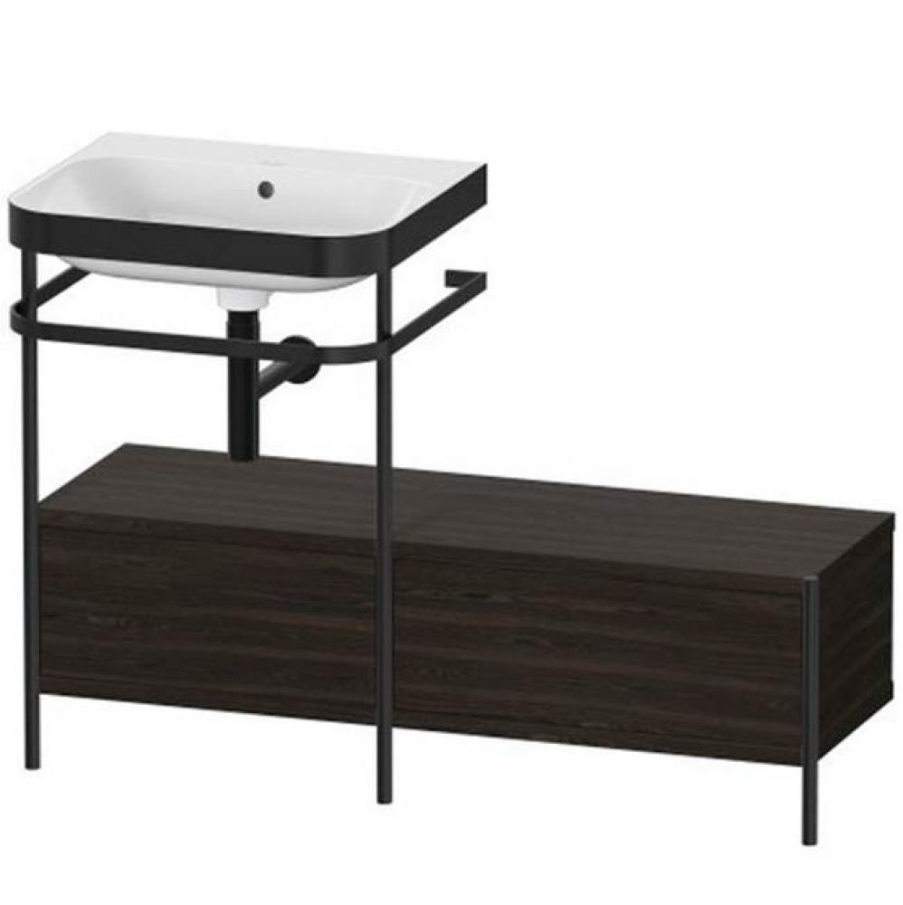 Happy D.2 Plus C-Bonded Vanity Kit with Sink and Metal Console Walnut Brushed