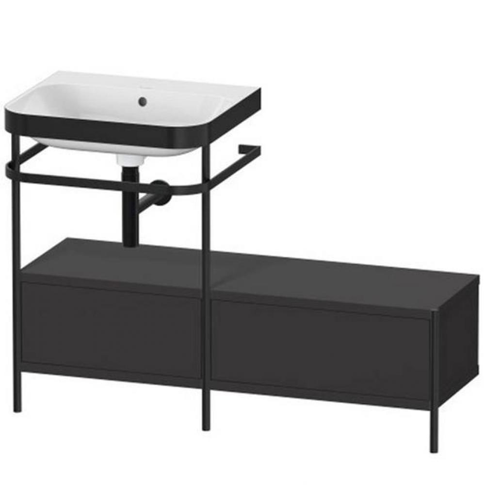 Happy D.2 Plus C-Bonded Vanity Kit with Sink and Metal Console Graphite