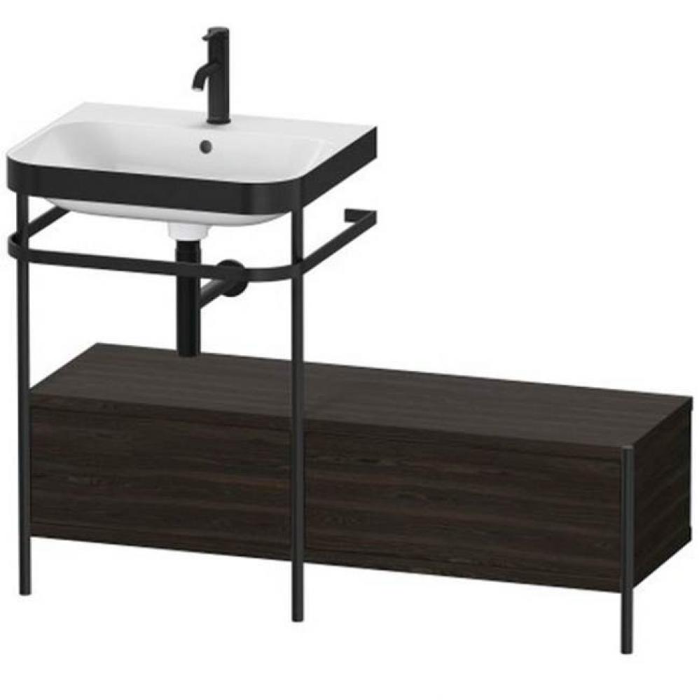 Happy D.2 Plus C-Bonded Vanity Kit with Sink and Metal Console Walnut Brushed