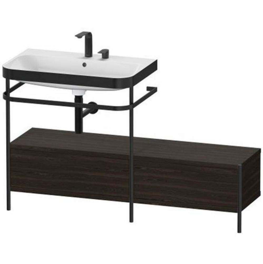 Happy D.2 Plus C-Bonded Vanity Kit with Sink and Metal Console Walnut Brushed