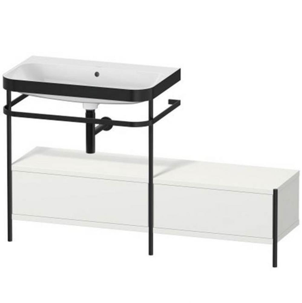 Happy D.2 Plus C-Bonded Vanity Kit with Sink and Metal Console Nordic White