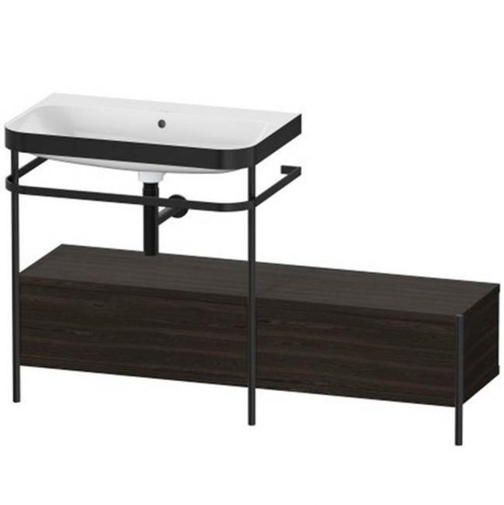 Happy D.2 Plus C-Bonded Vanity Kit with Sink and Metal Console Walnut Brushed