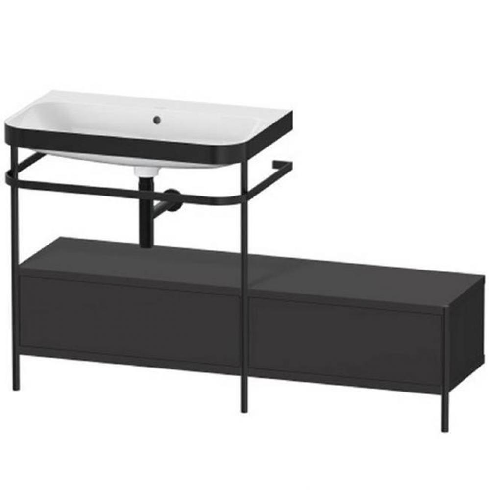 Happy D.2 Plus C-Bonded Vanity Kit with Sink and Metal Console Graphite